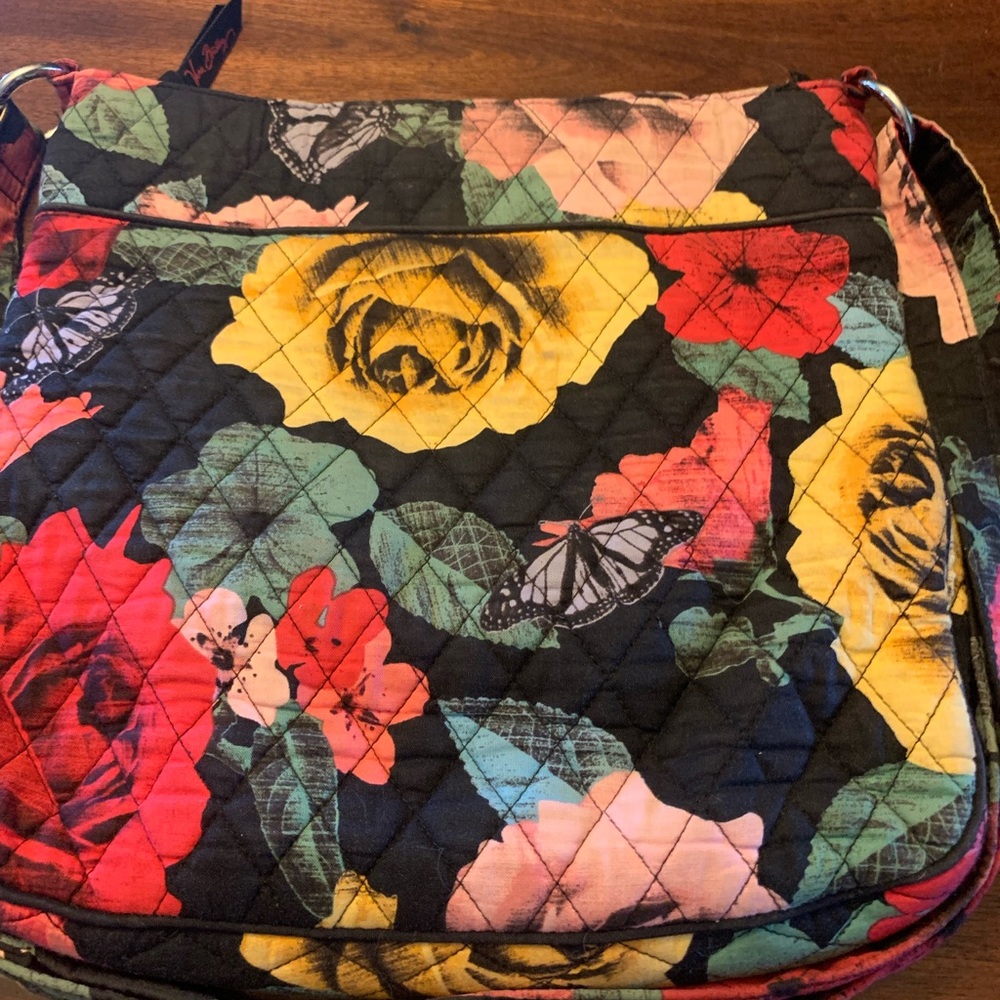 Vera Bradley Havana Rose triple zip crossbody hobo mailbag purse
